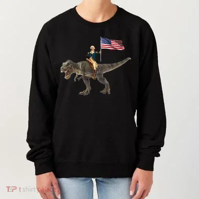 George Washington On A Dinosaur Women's Sweatshirt