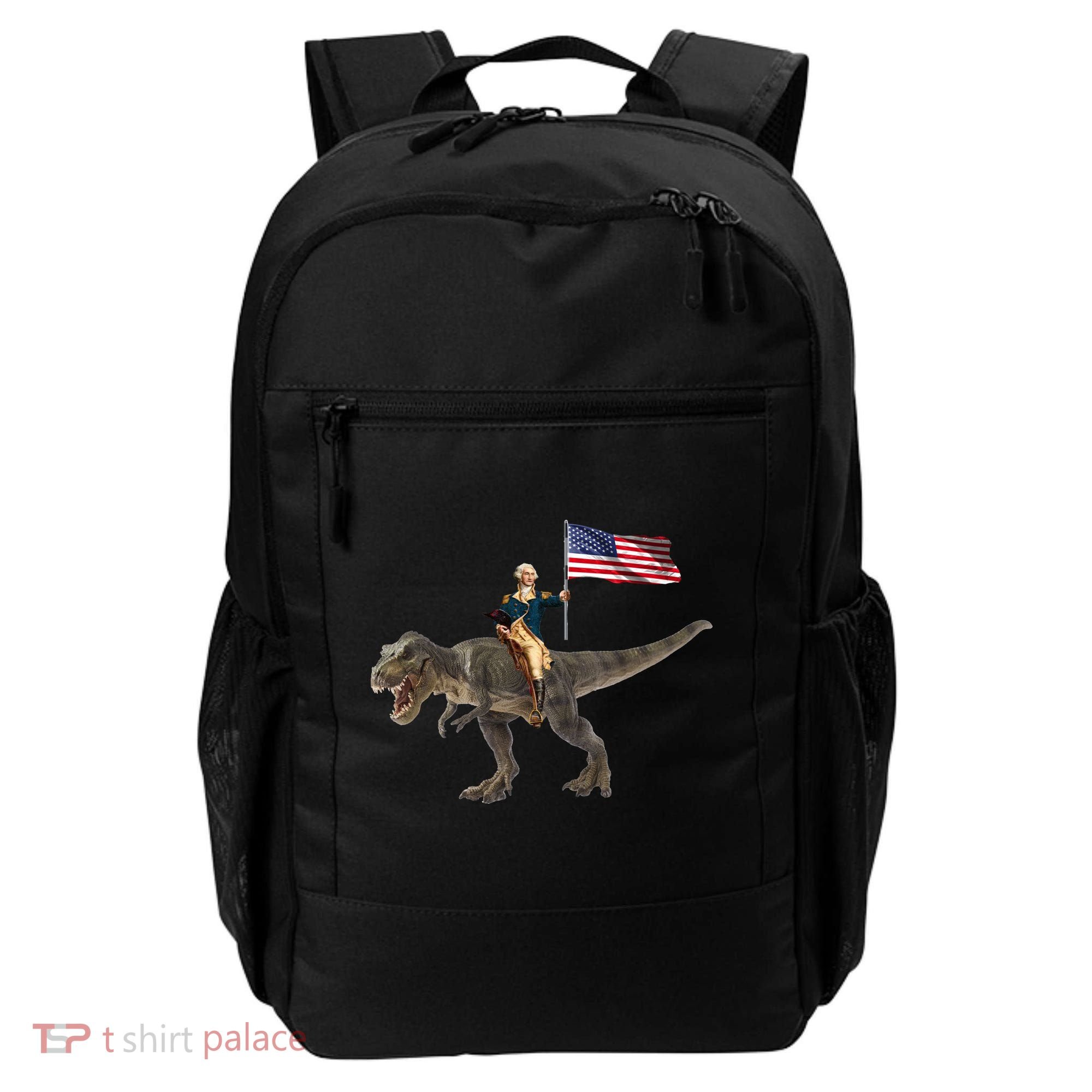 George Washington On A Dinosaur Backpack