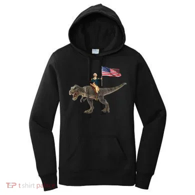 George Washington On A Dinosaur Women's Hoodie