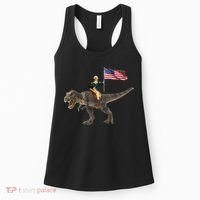 George Washington On A Dinosaur Women's Tank Top thumb 0