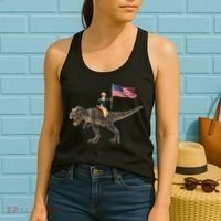 George Washington On A Dinosaur Women's Tank Top thumb 2
