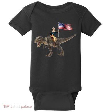 George Washington On A Dinosaur Baby Bodysuit