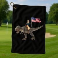 George Washington On A Dinosaur Golf Towel thumb 1