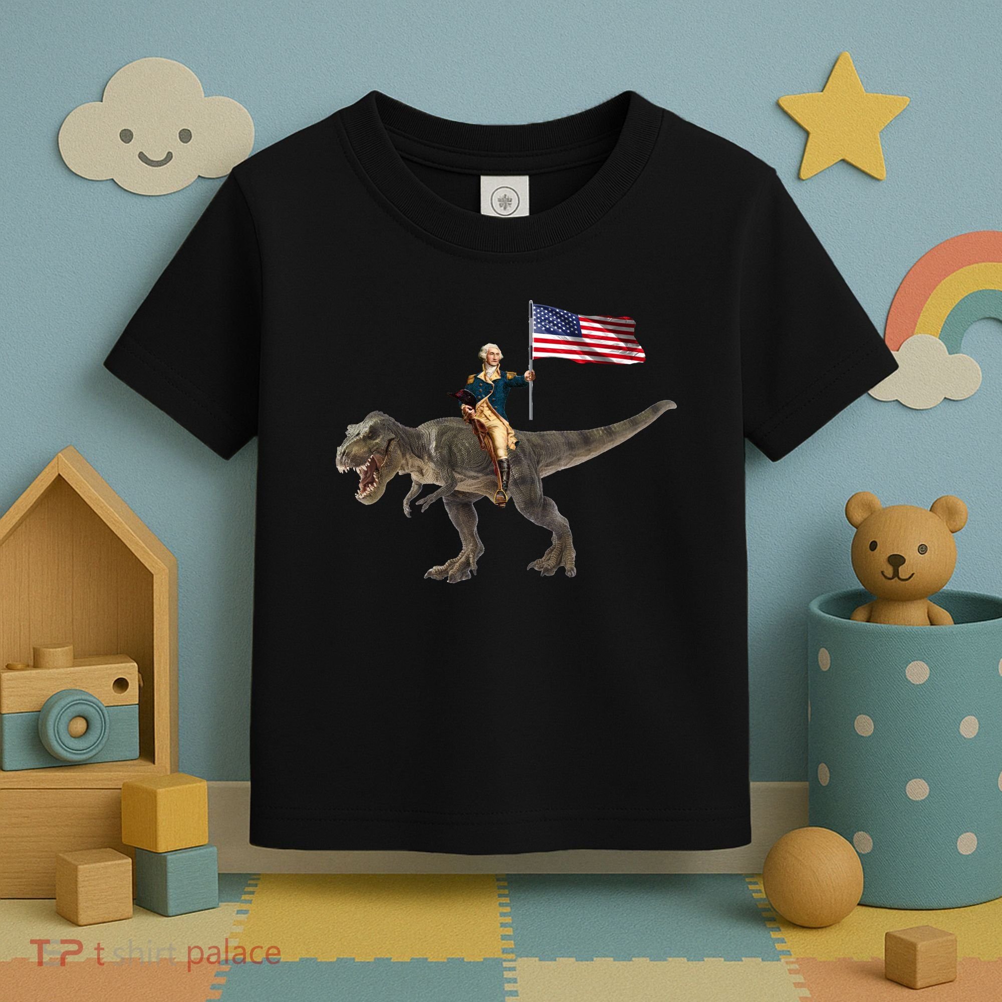 George Washington On A Dinosaur Toddler T-Shirt