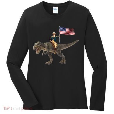 George Washington On A Dinosaur Women's Long Sleeve Shirt