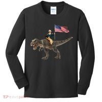 George Washington On A Dinosaur Kids Long Sleeve Shirt thumb 0
