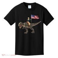 George Washington On A Dinosaur Kids T-Shirt thumb 0