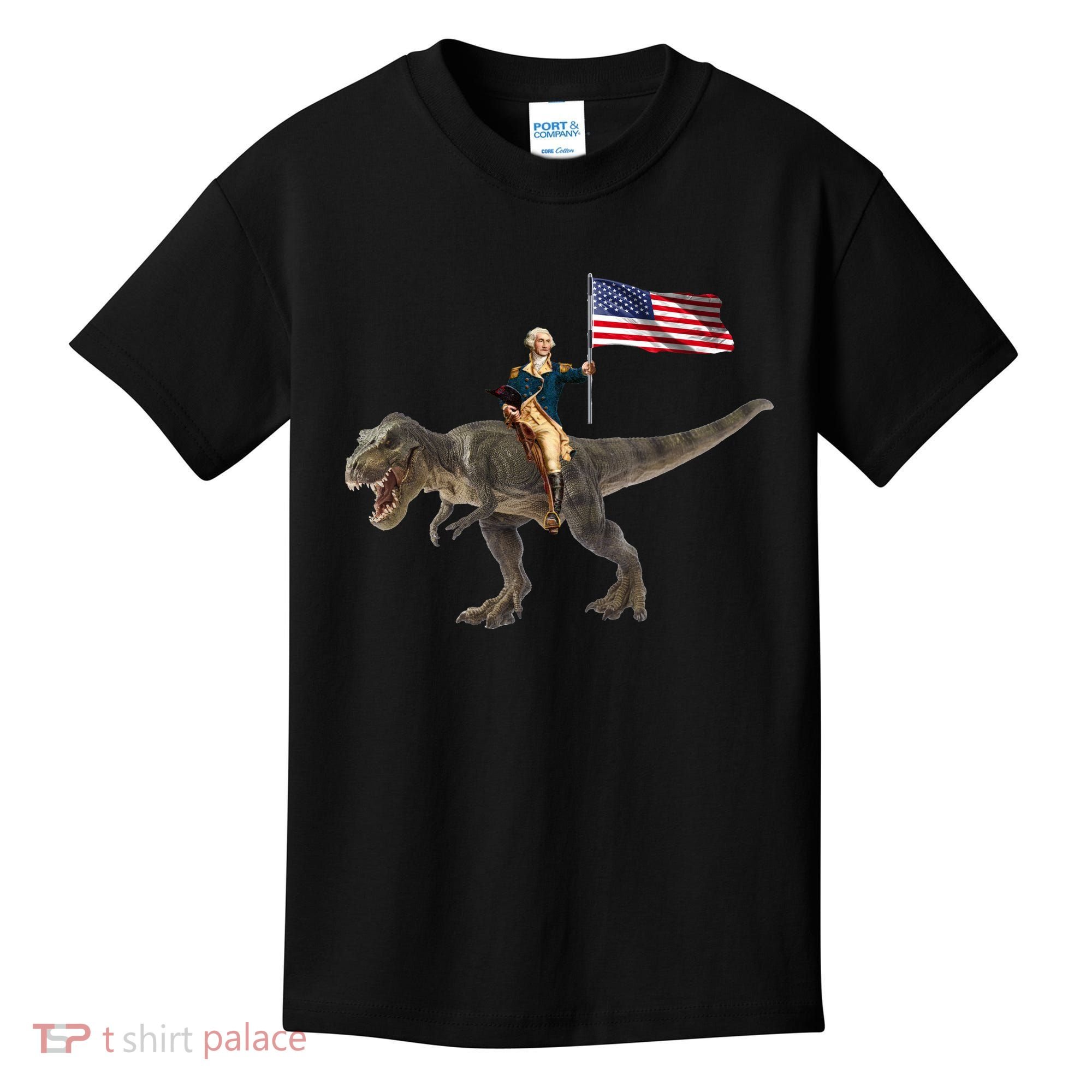 George Washington On A Dinosaur Kids T-Shirt