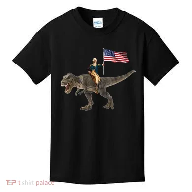 George Washington On A Dinosaur Kids T-Shirt