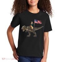 George Washington On A Dinosaur Kids T-Shirt thumb 2