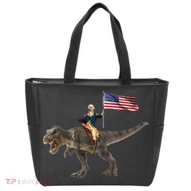 George Washington On A Dinosaur Tote Bag