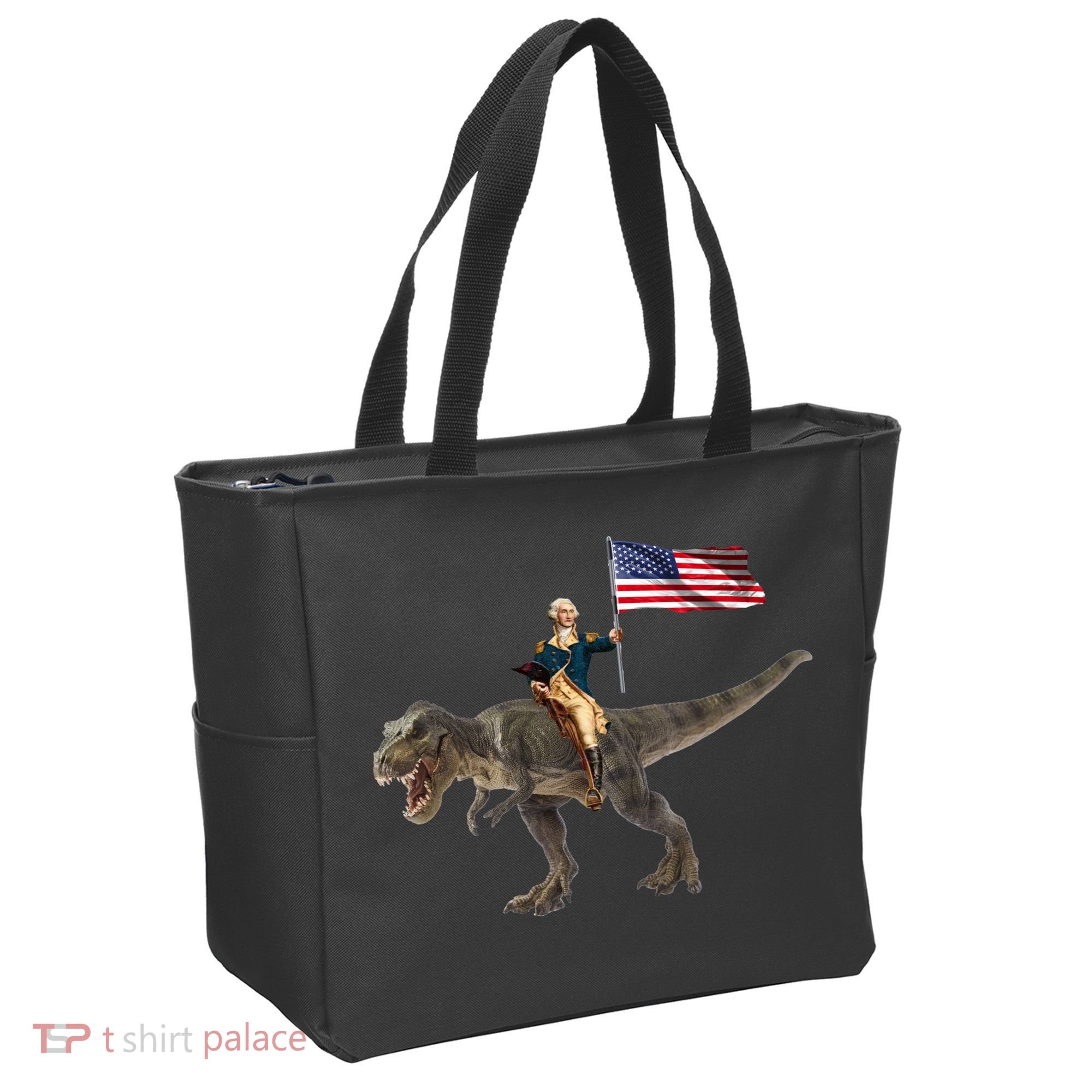 George Washington On A Dinosaur Tote Bag