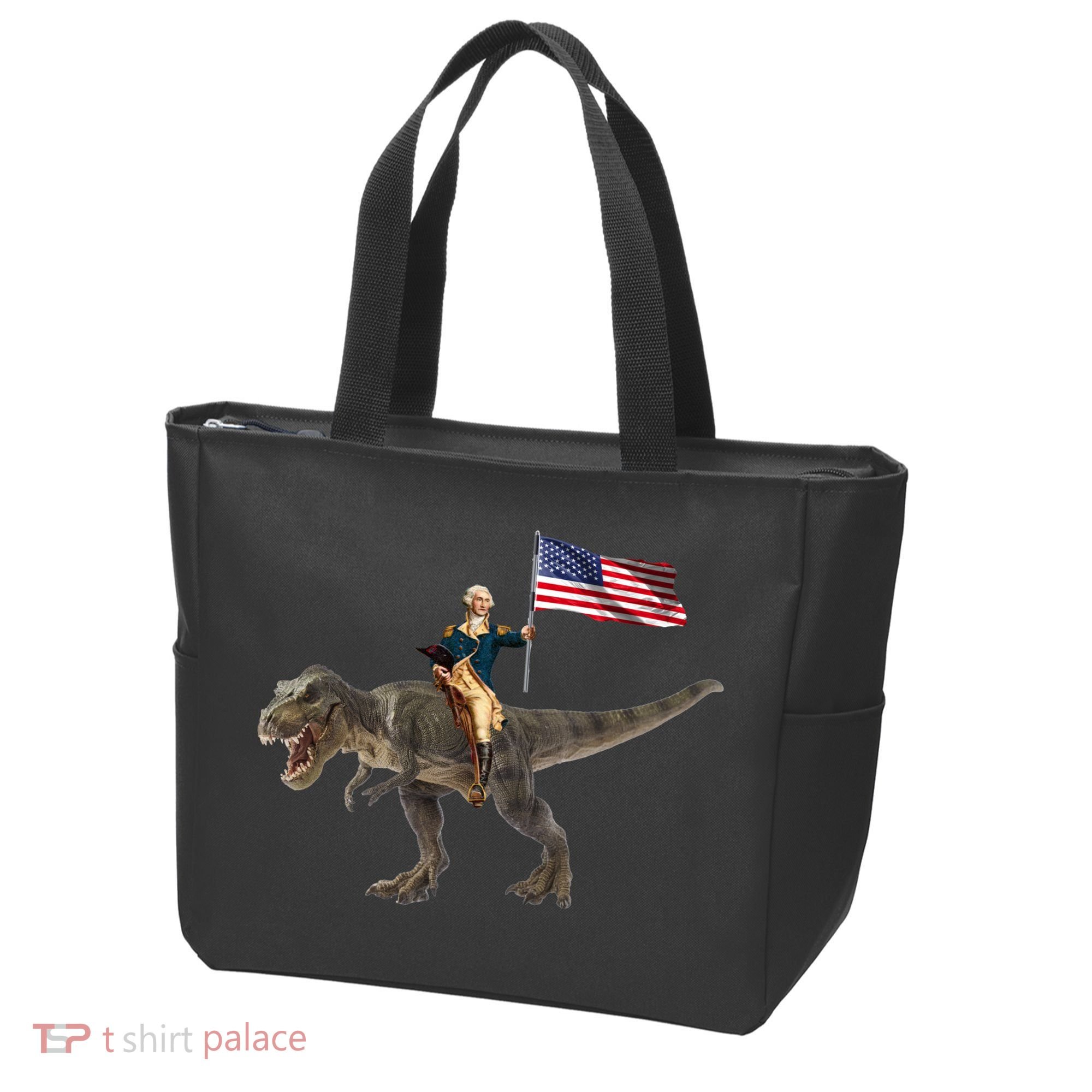 George Washington On A Dinosaur Tote Bag