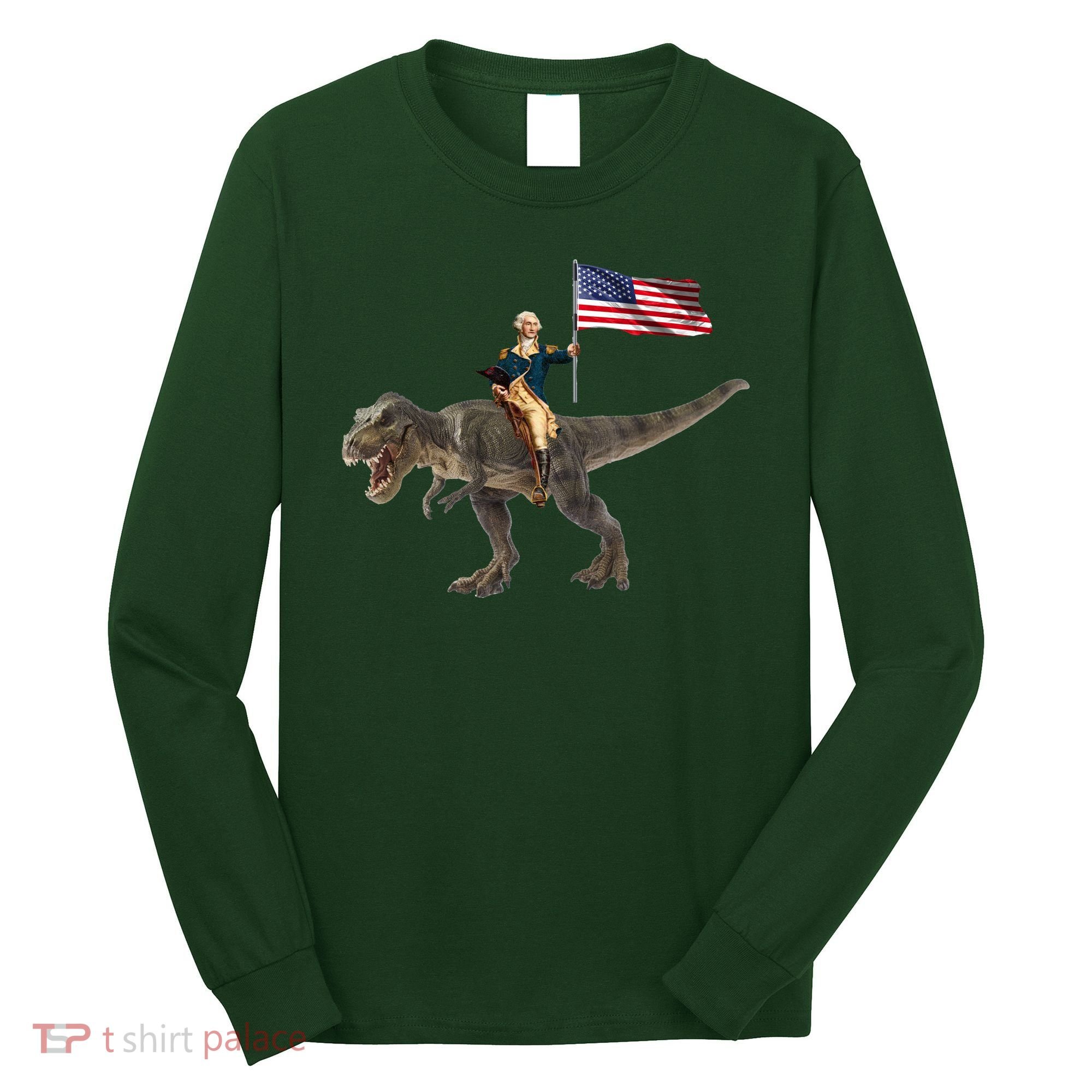 George Washington On A Dinosaur Long Sleeve Shirt