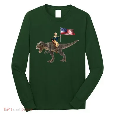 George Washington On A Dinosaur Long Sleeve Shirt