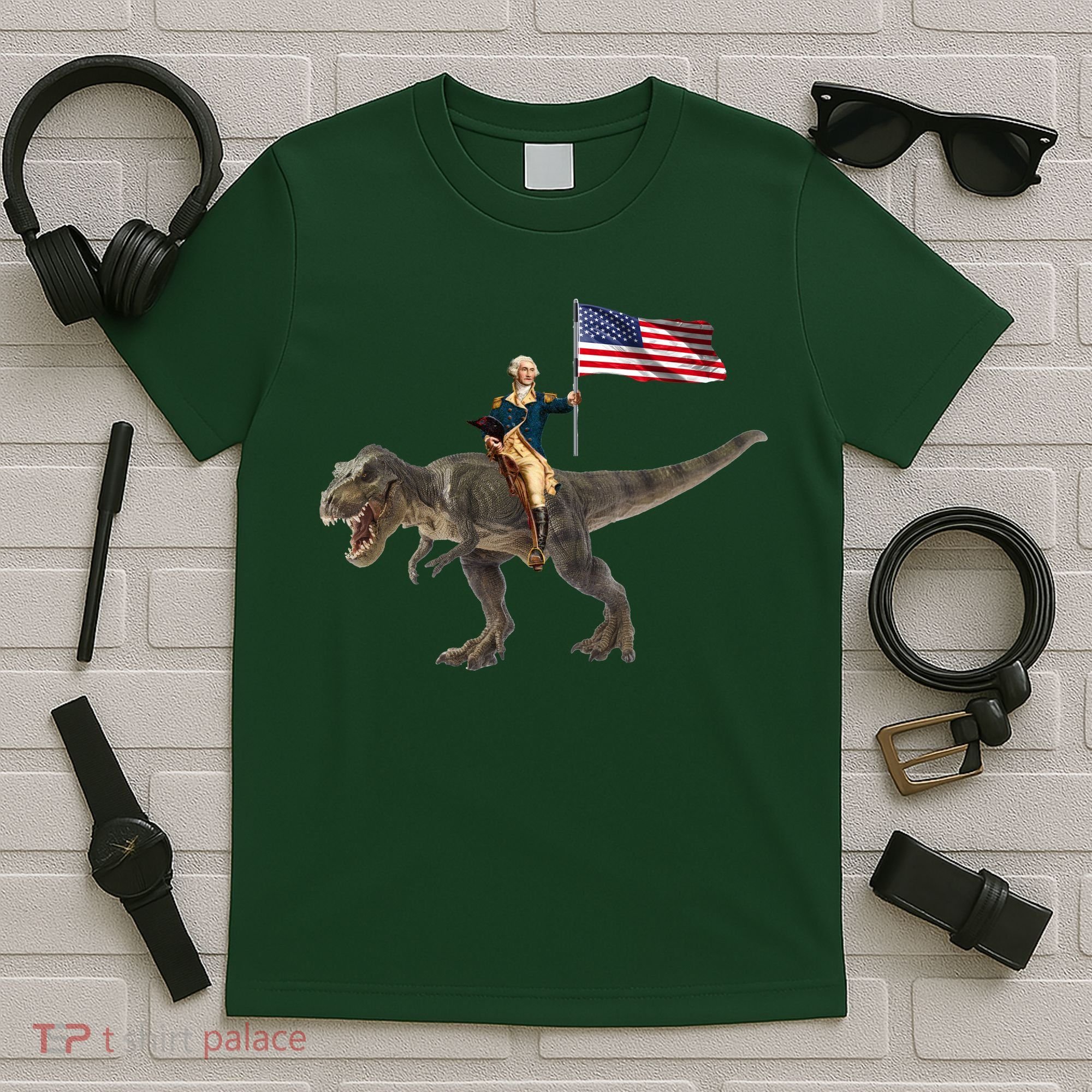 George Washington On A Dinosaur T-Shirt
