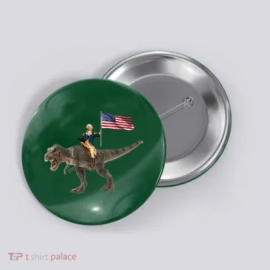 George Washington On A Dinosaur Button