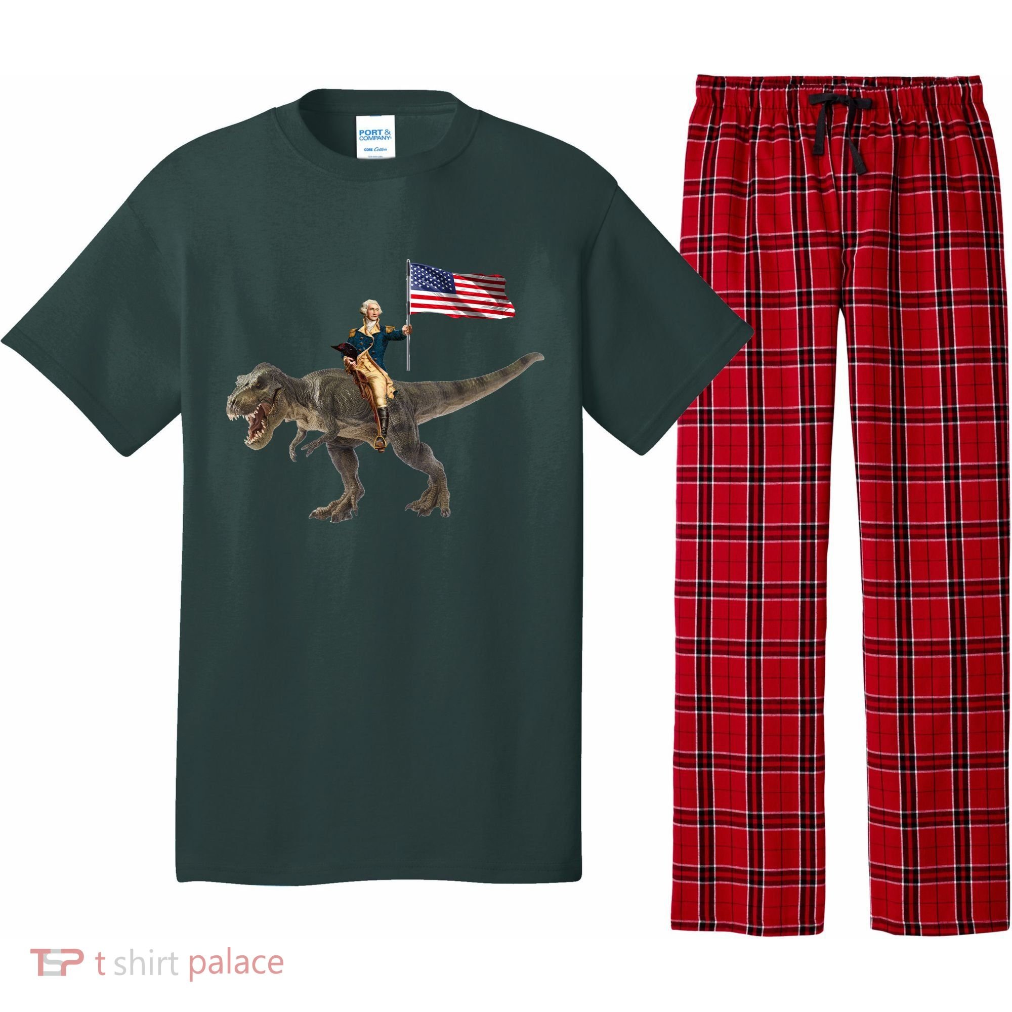 George Washington On A Dinosaur Pajama Set
