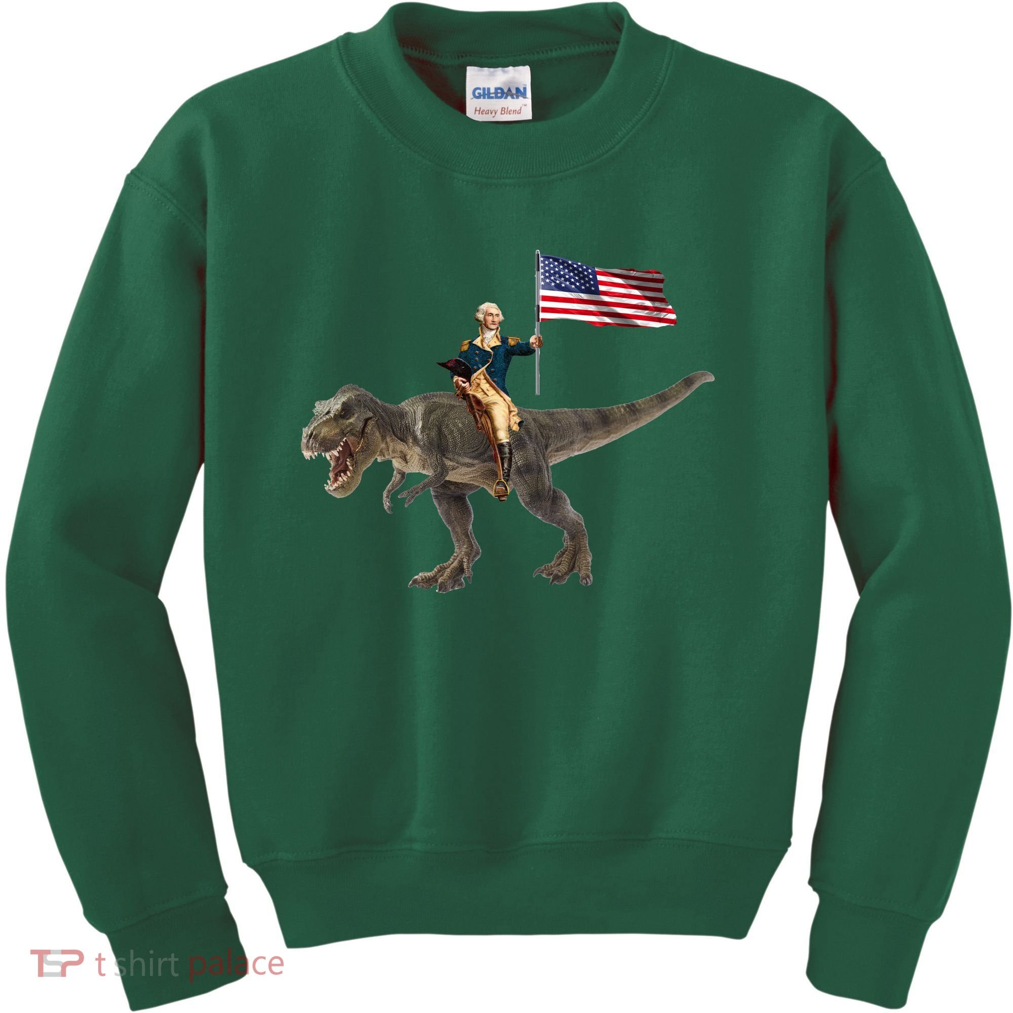 George Washington On A Dinosaur Kids Sweatshirt