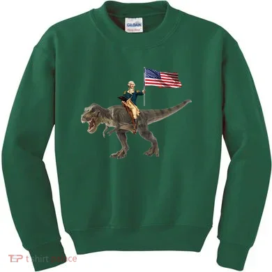 George Washington On A Dinosaur Kids Sweatshirt
