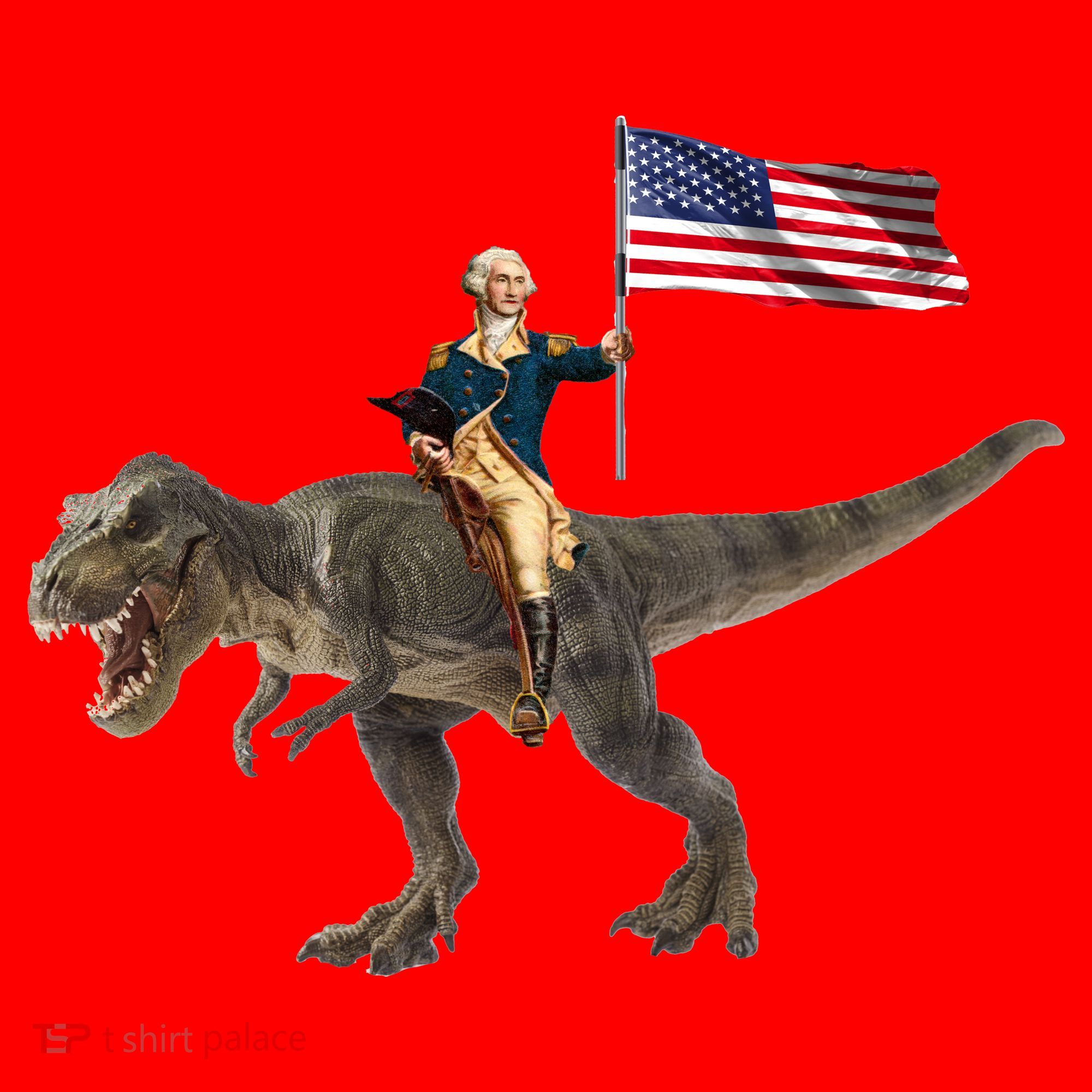 George Washington On A Dinosaur Santa Hat