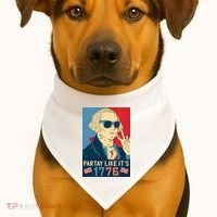 George Washington Party Like Its 1776 USA-Made Doggie Bandana thumb 1