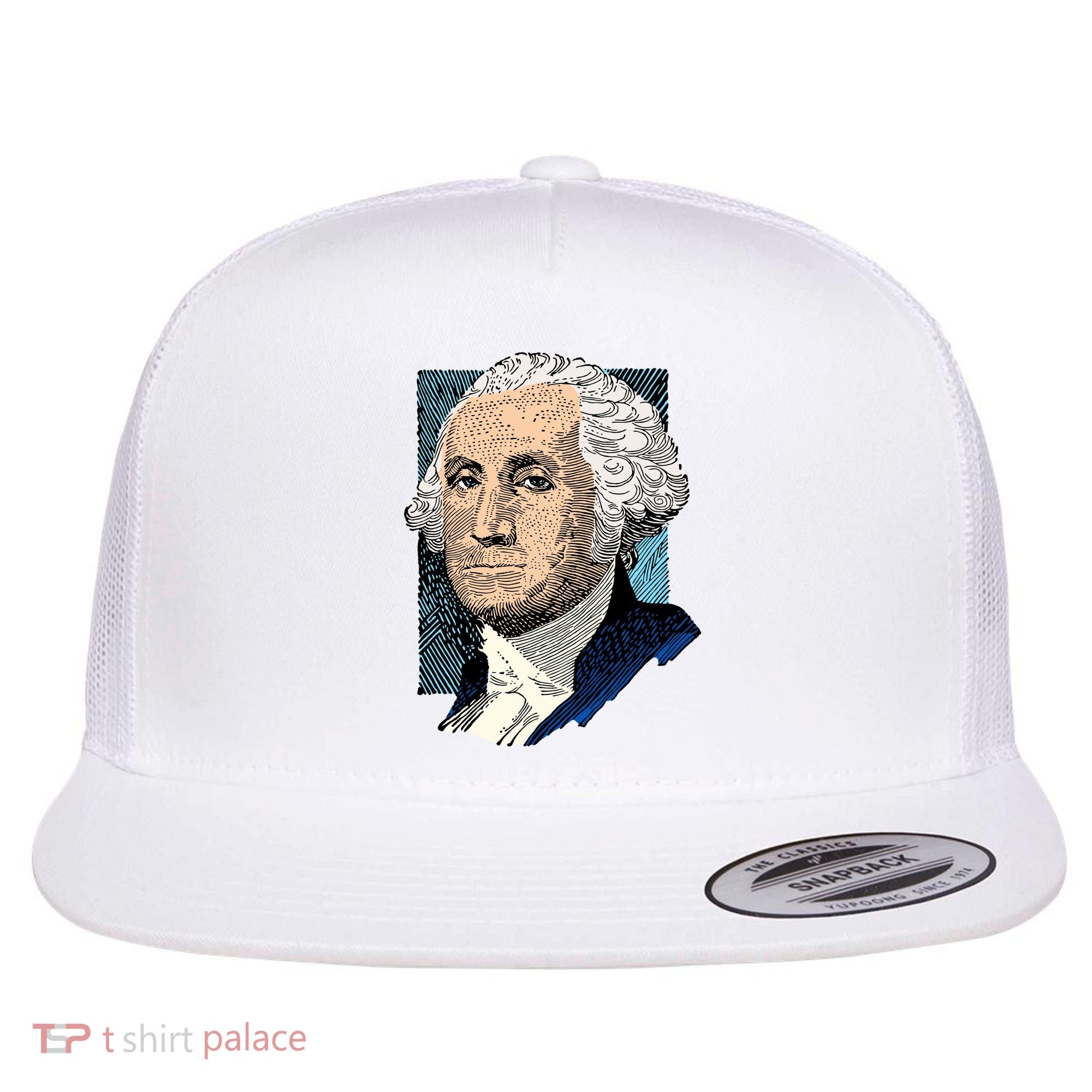 George Washington Portrait Flat Bill Trucker Hat