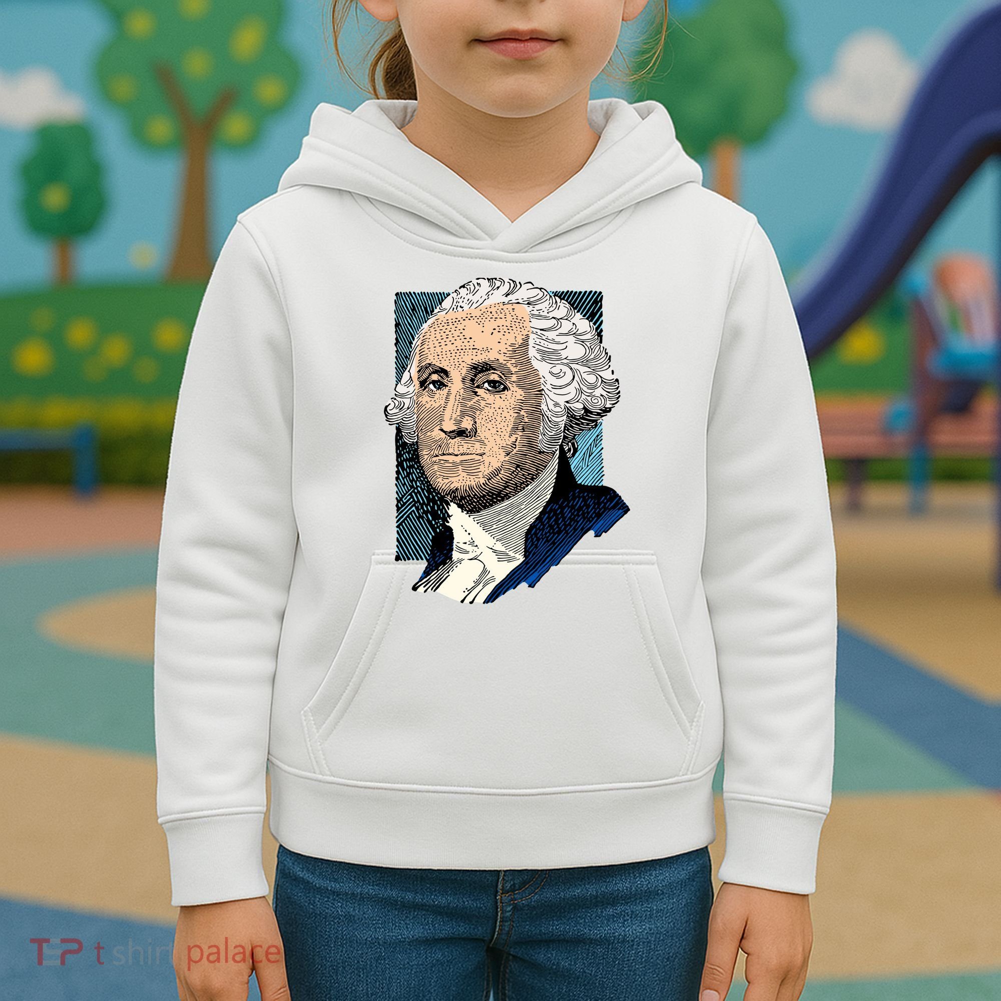 George Washington Portrait Kids Hoodie