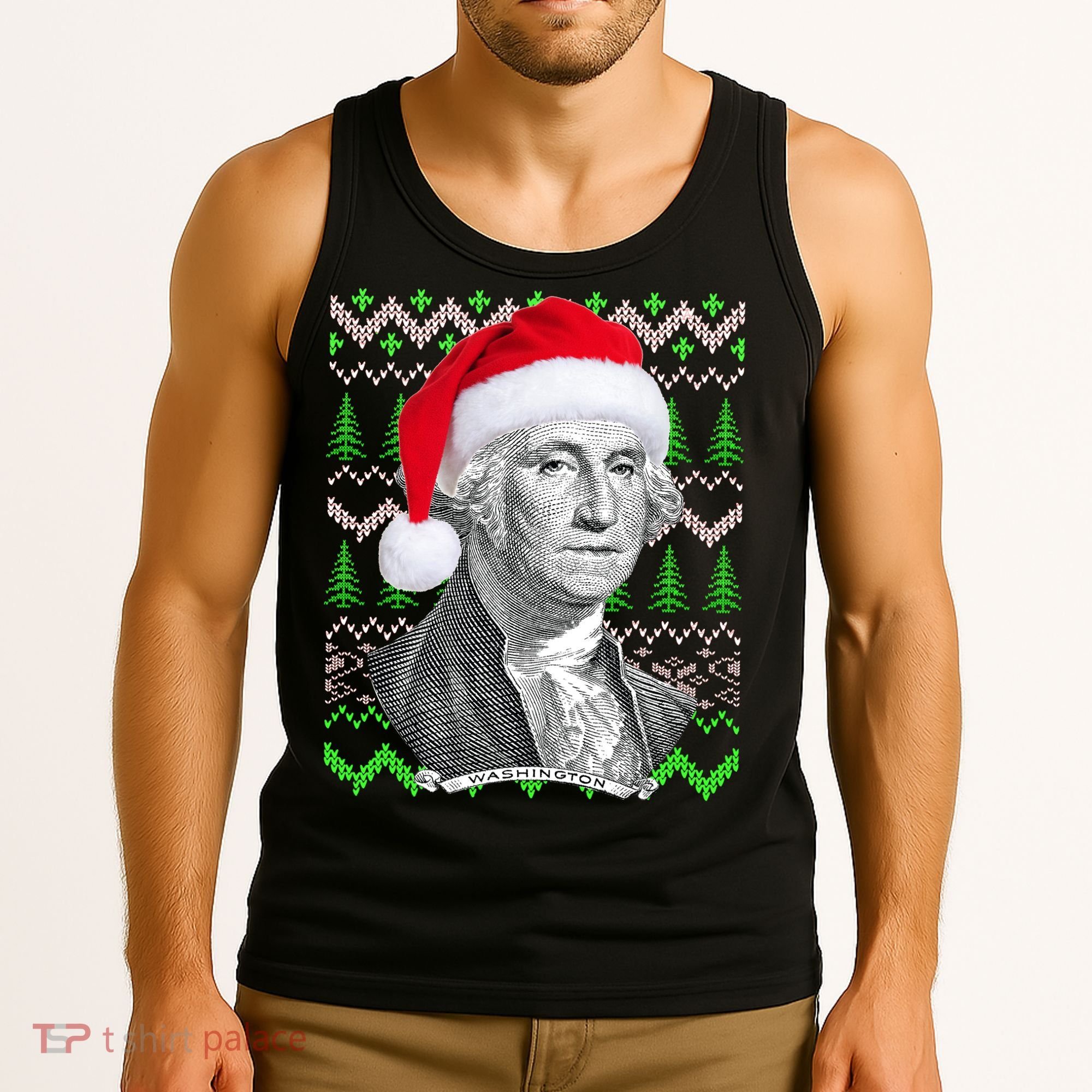 George Washington Ugly Christmas Sweater Tank Top