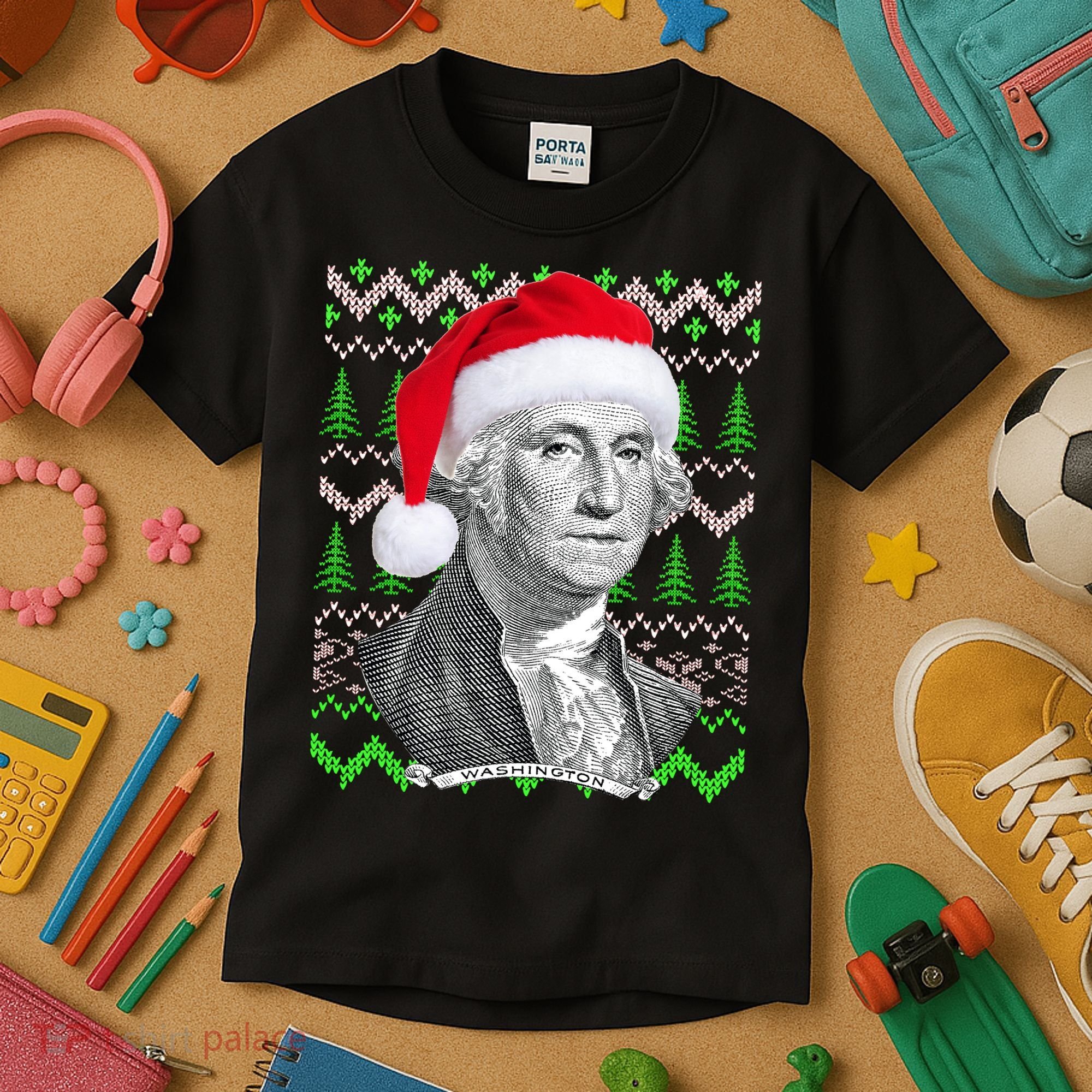 George Washington Ugly Christmas Sweater Kids T-Shirt