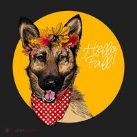 German Shepherd Dog Autumn Leaves Crown Hello Fall Women's Sweatshirt thumb 2