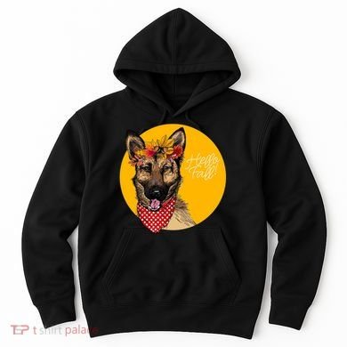 German Shepherd Dog Autumn Leaves Crown Hello Fall Hoodie