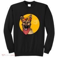 German Shepherd Dog Autumn Leaves Crown Hello Fall Sweatshirt thumb 0