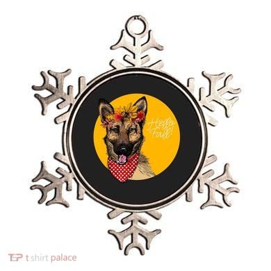German Shepherd Dog Autumn Leaves Crown Hello Fall Ornament