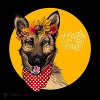 German Shepherd Dog Autumn Leaves Crown Hello Fall Ornament thumb 1