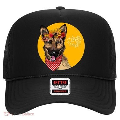 German Shepherd Dog Autumn Leaves Crown Hello Fall Hat