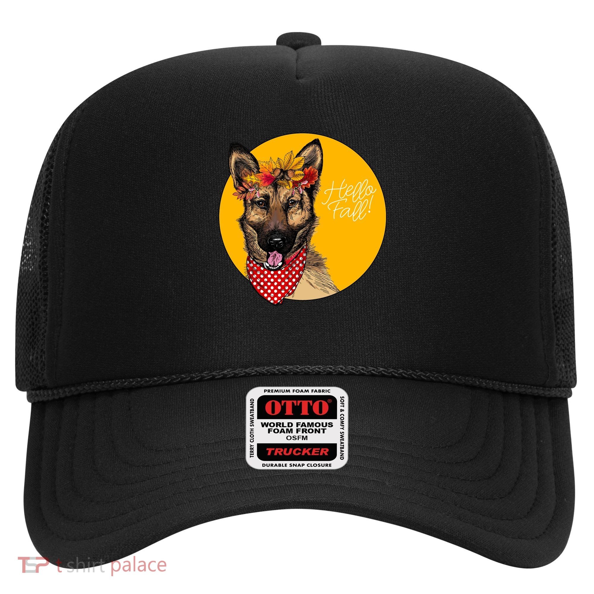 German Shepherd Dog Autumn Leaves Crown Hello Fall Hat
