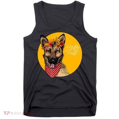 German Shepherd Dog Autumn Leaves Crown Hello Fall Tank Top