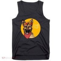 German Shepherd Dog Autumn Leaves Crown Hello Fall Tank Top thumb 0