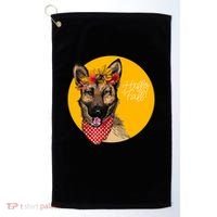 German Shepherd Dog Autumn Leaves Crown Hello Fall Golf Towel thumb 0