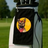 German Shepherd Dog Autumn Leaves Crown Hello Fall Golf Towel thumb 2