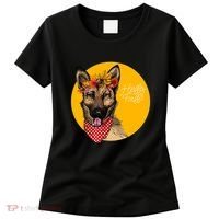 German Shepherd Dog Autumn Leaves Crown Hello Fall Women's T-Shirt thumb 0