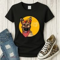 German Shepherd Dog Autumn Leaves Crown Hello Fall Women's T-Shirt thumb 3