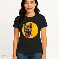 German Shepherd Dog Autumn Leaves Crown Hello Fall Women's T-Shirt thumb 4