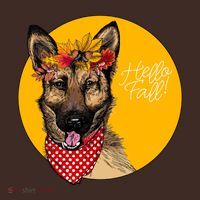 German Shepherd Dog Autumn Leaves Crown Hello Fall Apron thumb 3