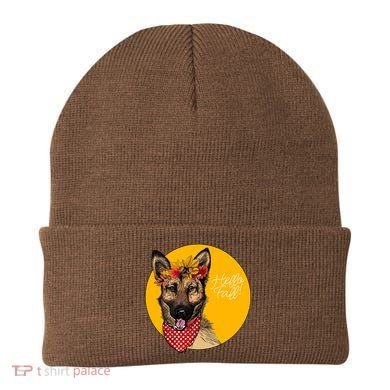 German Shepherd Dog Autumn Leaves Crown Hello Fall Beanie
