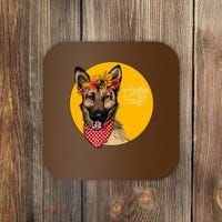 German Shepherd Dog Autumn Leaves Crown Hello Fall Coaster thumb 0