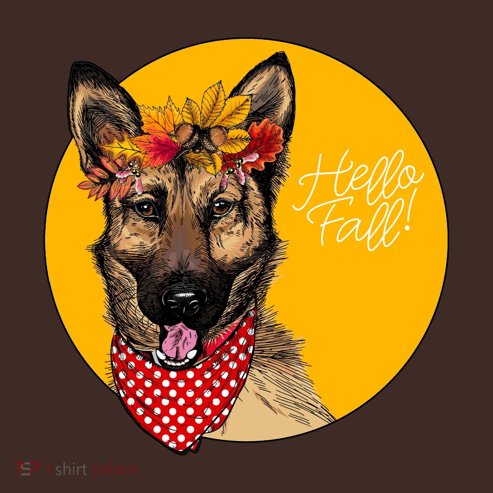German Shepherd Dog Autumn Leaves Crown Hello Fall Baby Bodysuit