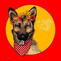 German Shepherd Dog Autumn Leaves Crown Hello Fall Santa Hat thumb 1