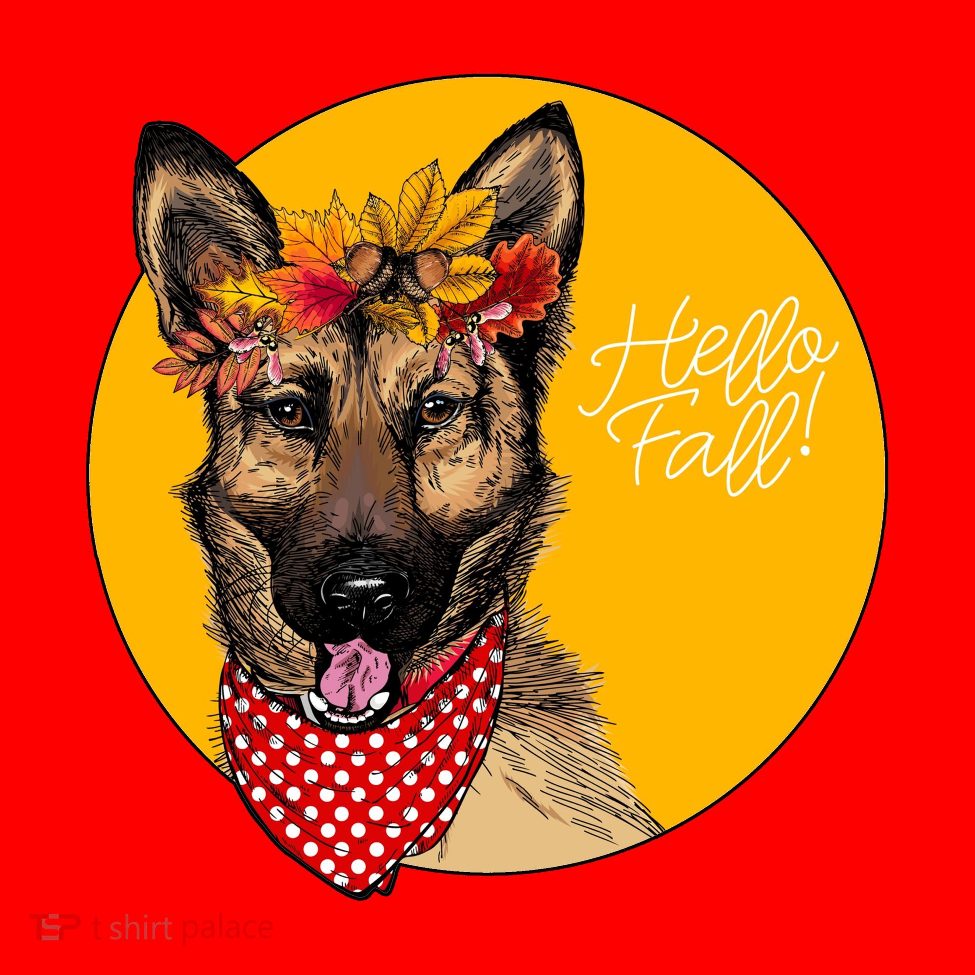 German Shepherd Dog Autumn Leaves Crown Hello Fall Santa Hat